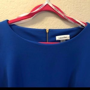 Calvin Klein Blue Sheath Bell Sleeves Dress 14